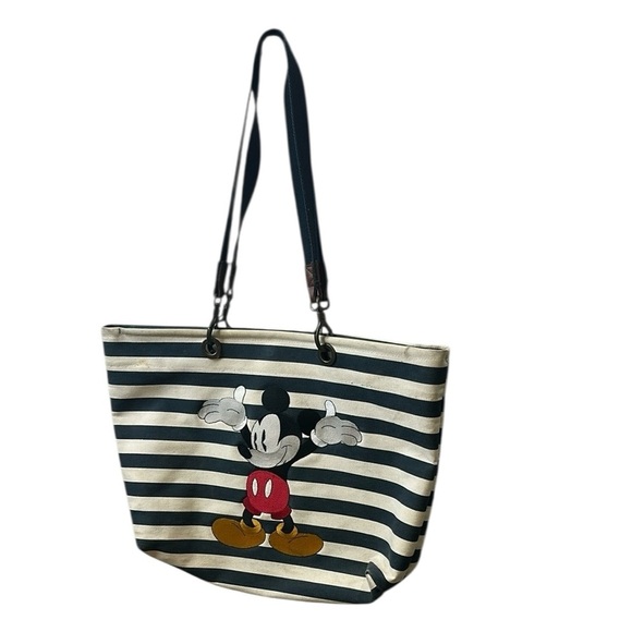 Vintage Striped Mickey Mouse Tote Beach Bag - Picture 1 of 7
